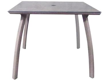 Grosfillex Sunset Aluminum Platinum Gray/Granite 36'' Square Dining Table with Umbrella Hole GXS6602289