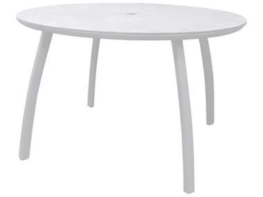 Grosfillex Sunset Aluminum Glacier White/White 42'' Round Dining Table with Umbrella Hole GXS6702096
