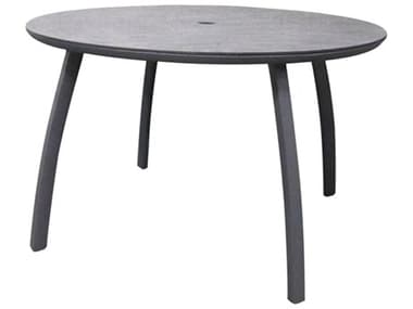 Grosfillex Sunset Aluminum Volcanic Black/Granite 42'' Round Dining Table with Umbrella Hole GXS6702288