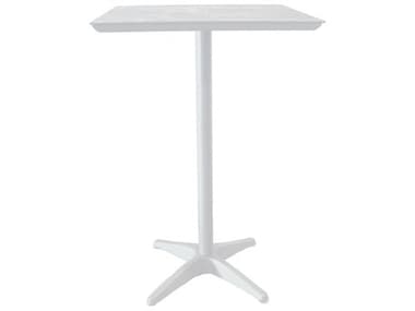 Grosfillex Sunset Aluminum White Glacier White/White 28'' Square Bar Height Table GXU3402096