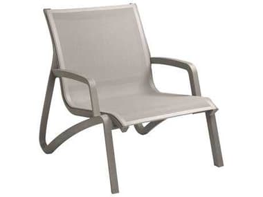 Grosfillex Sunset Sling Aluminum Resin Platinum Gray Lounge Chair in Gray GXUS001289