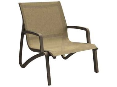 Grosfillex Sunset Sling Aluminum Resin Fusion Bronze Lounge Chair in Cognac GXUS001599