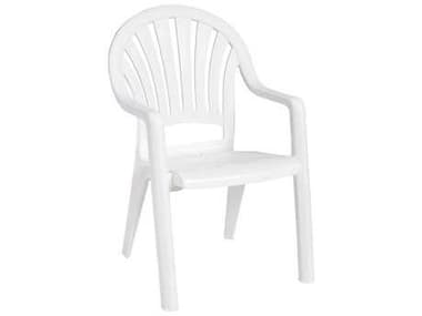 Grosfillex Pacific Fanback Resin White Stacking Dining Arm Chair GXUS092004