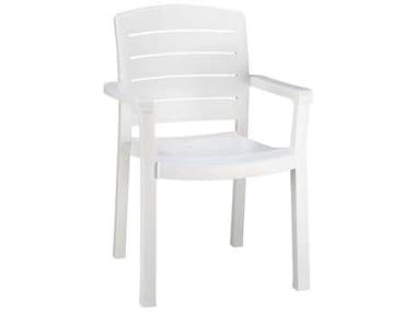 Grosfillex Acadia Resin White Stacking Dining Arm Chair GXUS119004