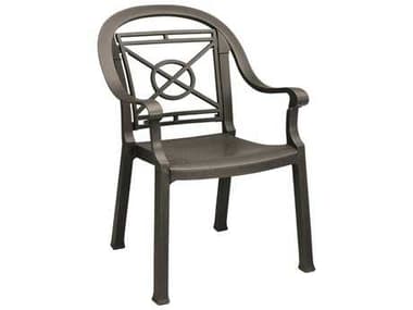 Grosfillex Victoria Classic Resin Bronze Mist Stacking Dining Arm Chair GXUS214037