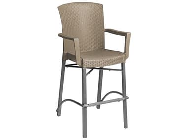Grosfillex Havana Classic Aluminum Taupe Barstool with Arms GXUS254181