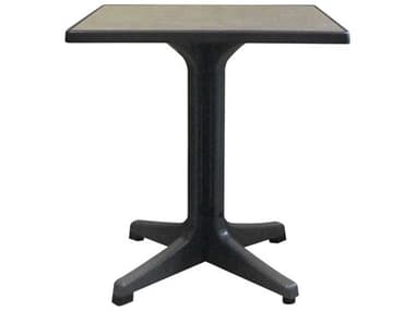 Grosfillex Omega Resin Charcoal 28" Square Brushed Top Bistro Table GXUS283746