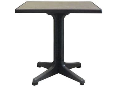 Grosfillex Omega Resin Charcoal 32" Square Brushed Top Bistro Table GXUS285746