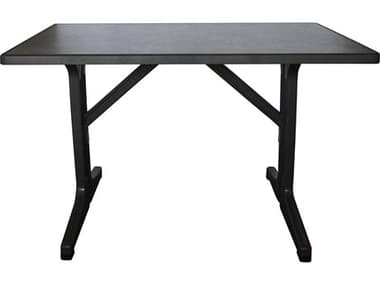 Grosfillex Omega Resin Charcoal 45"W x 28"D Rectangular Dark Concrete Top Dining Table GXUS286744