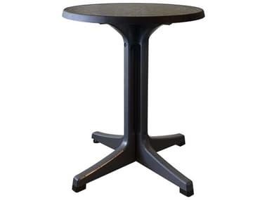 Grosfillex Omega Resin Charcoal 24" Round Dark Concrete Top Bistro Table GXUS287744