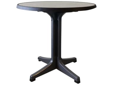 Grosfillex Omega Resin Charcoal 34" Round Brushed Top Bistro Table GXUS288746