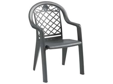 Grosfillex Savannah Resin Stacking Dining Arm Chair in Charcoal GXUS413102