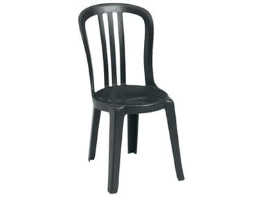 Grosfillex Miami Resin Charcoal Stacking Bistro Side Chair GXUS495002