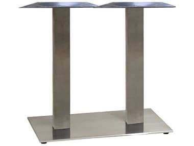 Grosfillex Gamma Steel Silver Gray 28''W x 16''D Rectangular Dining Height Lateral Table Base GXUS505009