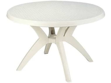 Grosfillex Ibiza Resin White 46''Wide Round Dining Table with Umbrella Hole GXUS526704