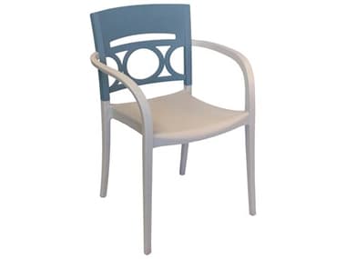 Grosfillex Moon Resin Denim Blue/Linen Stacking Dining Arm Chair GXUS556680