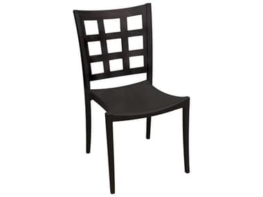 Grosfillex Plazza Aluminum Black Stacking Dining Side Chair GXUS647017