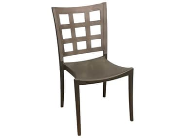 Grosfillex Plazza Aluminum Titanium Gray/Charcoal Stacking Dining Side Chair GXUS647579
