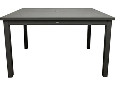 Grosfillex Sigma Aluminum Volcanic Black 48''W x 34''D Rectangular Dining Height Table with Umbrella Hole GXUS929288