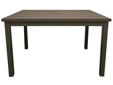 Grosfillex Sigma Aluminum Fusion Bronze 51"W x 28"D Rectangular Bar Height Table with Umbrella Hole GXUS931599