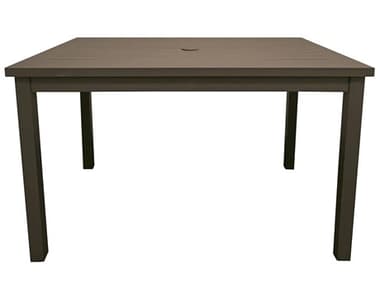 Grosfillex Sigma Aluminum Fusion Bronze 69"W x 39"D Rectangular Dining Height Table with Umbrella Hole GXUS932599