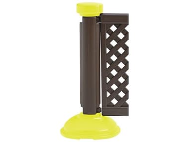 Grosfillex Crowd Control Resin Brown & Safety Yellow Fence Post & Interlocking Base GXUS961013