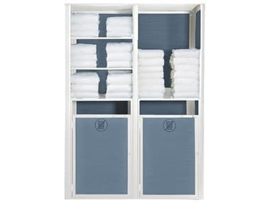 Grosfillex Sunset Sling Aluminum Mandras Blue/Glacier White Towel Valet Double Unit GXUT034096
