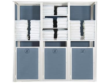 Grosfillex Sunset Sling Aluminum Mandras Blue/Glacier White Towel Valet Triple Unit GXUT036096