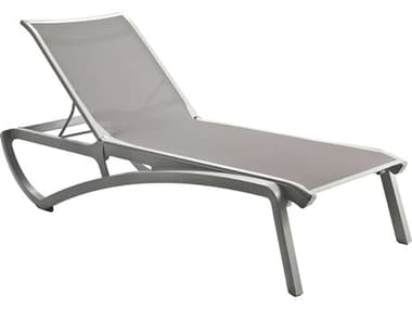 Grosfillex Sunset  Aluminum Resin Platinum Gray Chaise Lounge in Solid Platinum Gray GXUT047289