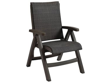 Grosfillex Java Resin Wicker Bronze Folding Lounge Chair in Bronze GXUT071037