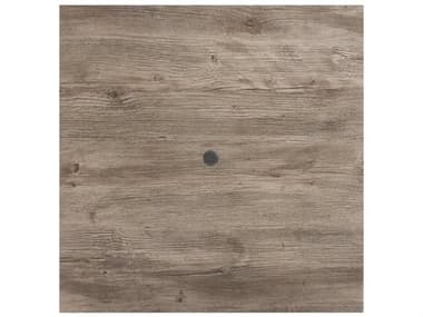Grosfillex Molded Melamine Resin Aged Oak 32'' Square Table Top with Umbrella Hole GXUT235742