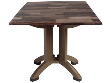 Grosfillex Atlanta Resin Shiplap 36" Square Dining Table with Umbrella Hole GXUT375720