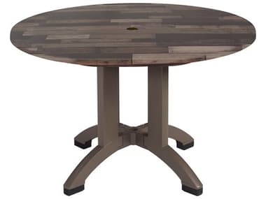 Grosfillex Atlanta Resin Shiplap 42'' Round Dining Table with Umbrella Hole GXUT380720