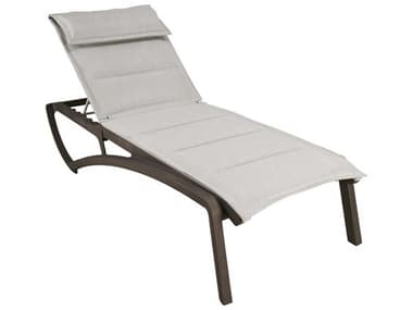 Grosfillex Sunset Sling Aluminum Resin Fusion Bronze Comfort Chaise Lounge in Beige GXUT420599
