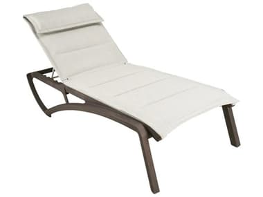 Grosfillex Sunset Sling Aluminum Resin Fusion Bronze Comfort Chaise Lounge in Beige GXUT570599
