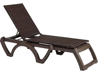 Grosfillex Java Resin Wicker Bronze Adjustable Chaise Lounge in Bronze GXUT634037
