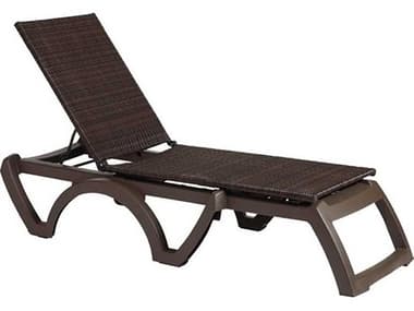 Grosfillex Java Wicker Resin Bronze Chaise Lounge GXUT645237