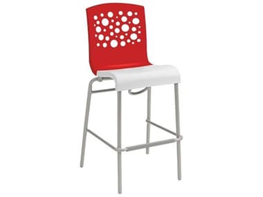 Grosfillex Tempo Aluminum Red/White Stacking Armless Barstool GXUT838414