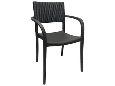 Grosfillex Java Resin Charcoal Stacking Dining Arm Chair GXUT986002