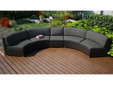 Harmonia Living Arden HDPE Wicker Extended Curved Sectional Lounge Set HALHLARDCH3MCSEC