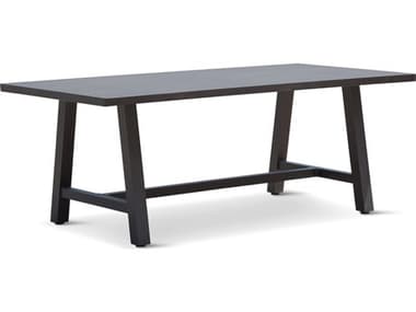 Harmonia Living Commons Aluminum Slate 79''W x 39.25''D Rectangular Concrete Top Trestle Dining table HALHLCOMSL79DTCON
