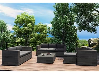 Harmonia Living District HDPE Wicker Textured Slate 5 Piece Sofa Lounge Set HALHLDISTS5SS
