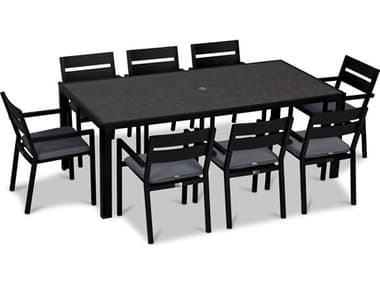 Harmonia Living Pacifica Aluminum Black 8 Seat Dining Set HALHLPAC9DS