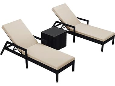 Harmonia Living Urbana HDPE Wicker 3 Piece Reclining Chaise Lounge Chair HALHLURBNCB3RCLS
