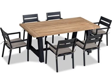 Harmonia Living Pacifica Aluminum Black 6 Seat Dining Set HALPACBKSET530
