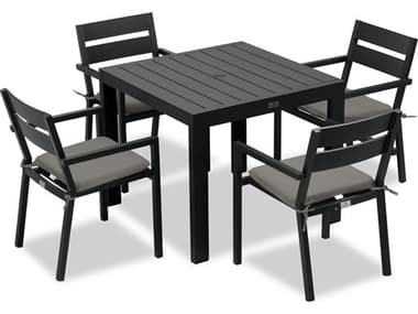Harmonia Living Pacifica Aluminum Black 4 Seat Dining Set HALPACSET510