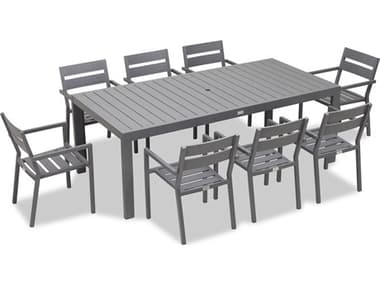 Harmonia Living Pacifica Aluminum Black 8 Seat Dining Set HALPACSET560