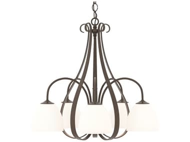 Hubbardton Forge Sweeping 24" Wide 5-Light Bronze Glass Bell Chandelier HBF101445