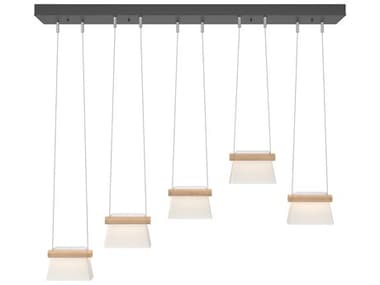 Hubbardton Forge Cowbell 40" 1-Light Gray Glass LED Linear Tiered Island Pendant HBF136570