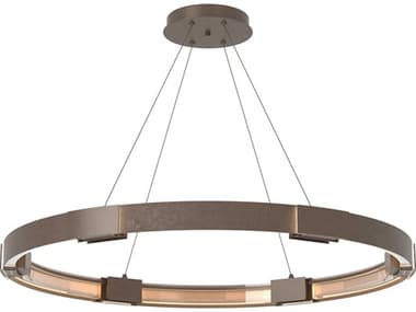 Hubbardton Forge Aura 48" 12-Light Bronze Glass LED Round Pendant HBF138589